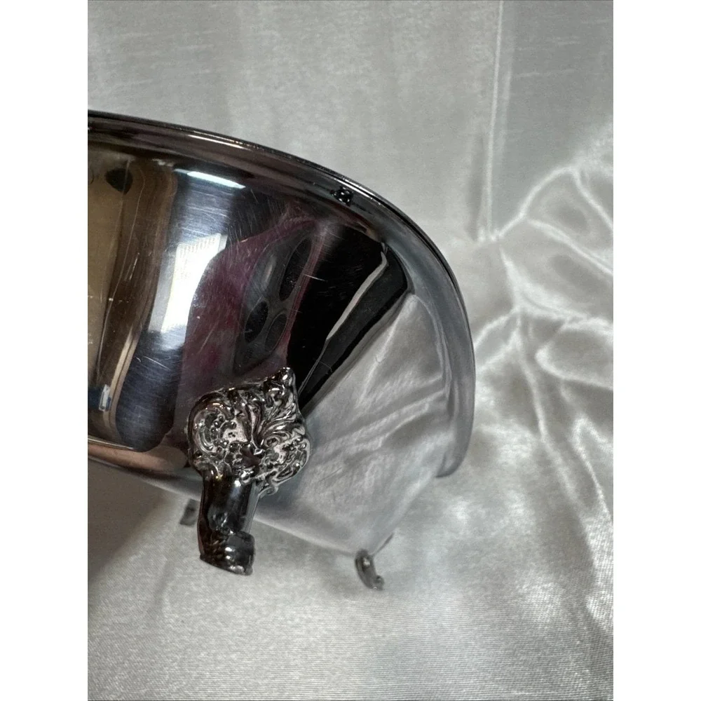 Wallace Silver Plated Hand Dust Pan‎ Wood Handle Ornate Floral Design